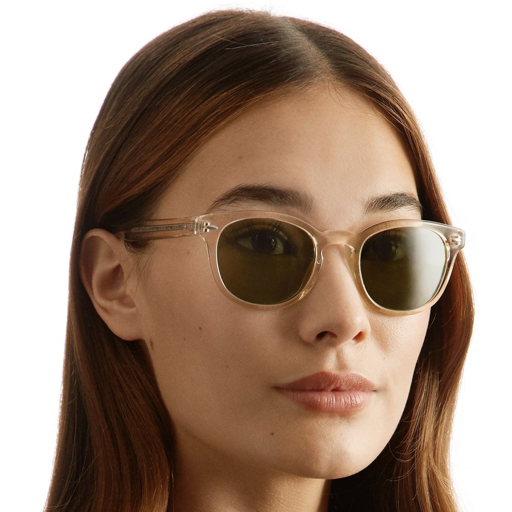 Oliver Peoples Sheldrake Sun - Clear Frame Sunglasses with Green Lenses - Picture 12 of 12